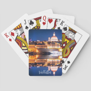 Nachthafen der Altstadt von Valletta Spielkarten