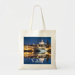 Nachthafen der Altstadt von Valletta Tragetasche