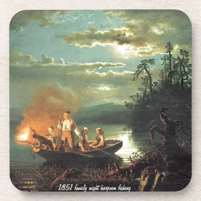 "Nachtharpunenfischen der Familie 1851" Getränkeuntersetzer (Vorderseite)