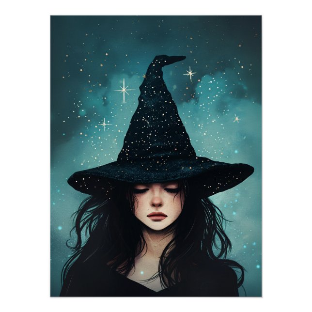 Nachthexe, weißes Halloween Poster (Vorderseite)