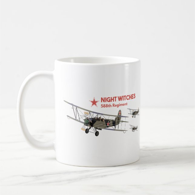 NachtHexen Weibliche WW2-Piloten Kaffeetasse (Links)