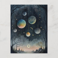 Nachthimmel der Planeten Postkarte