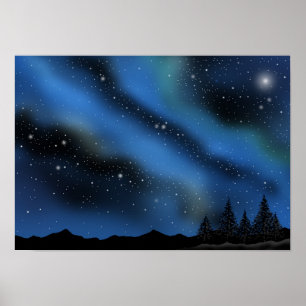 Nachthimmel des Auroranebels. Poster