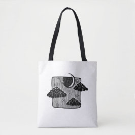 Nachthimmel Halbmond Wolken Handgezeichnete Illust Tasche