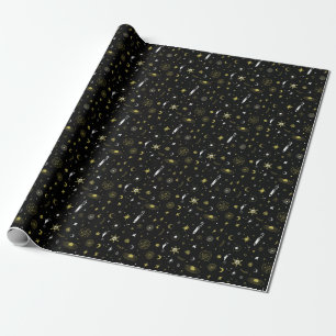 Nachthimmel: kosmisches nahtloses Muster. Geschenkpapier
