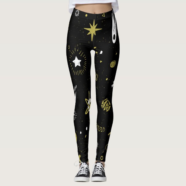 Nachthimmel: kosmisches nahtloses Muster. Leggings (Vorderseite)