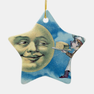 Nachthimmel Lichter Mond Sterne Astronomie Weltrau Keramik Ornament