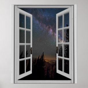 Nachthimmel Milchstraßen-Galaxie Falsches Fenster Poster