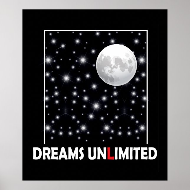 Nachthimmel mit Mond und Sternen mit Träumen Zitat Poster (Vorne)