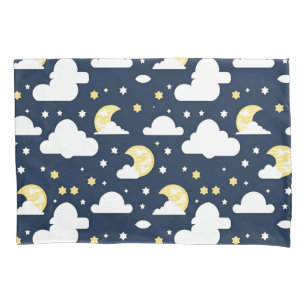 Nachthimmel mit Sternen, Mond und Wolken Kissenbezug
