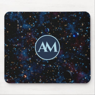 Nachthimmel mit Sternen und Planeten personalisier Mousepad