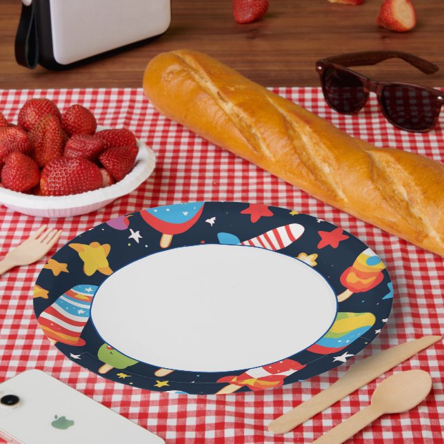 Nachthimmel mit Sternen und Popsicles Design Pappteller (Picknick)