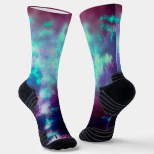 Nachthimmel Neonlichter Athletik-Crew Socke