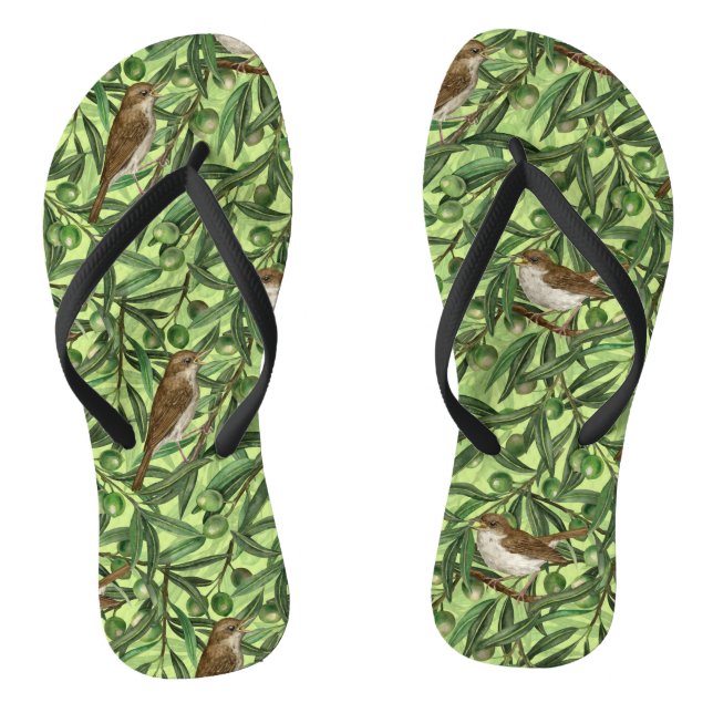 Nachtigales im Olivenbaum 2 Flip Flops (Fußbett)