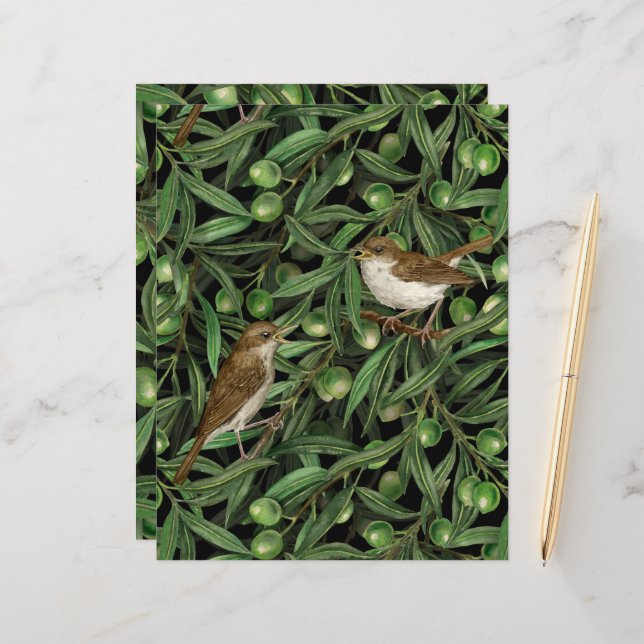 Nachtigales im Olivenbaum 3 (Vorderseite/Rückseite Beispiel)
