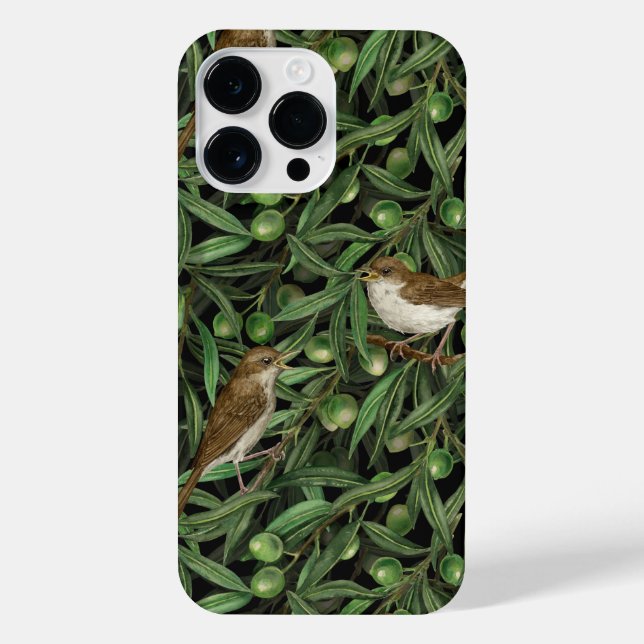 Nachtigales im Olivenbaum 3 iPhone 14 Pro Max Hülle (Rückseite)