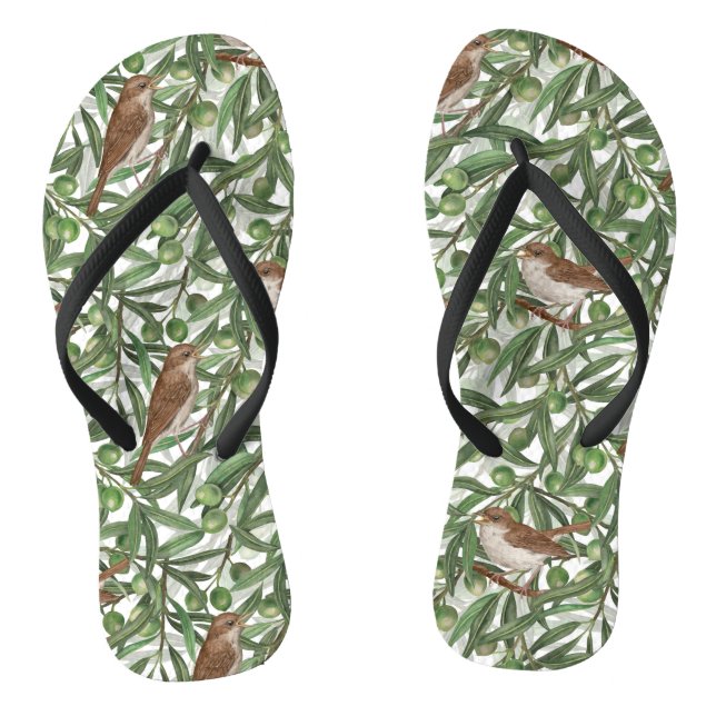 Nachtigales im Olivenbaum Flip Flops (Fußbett)