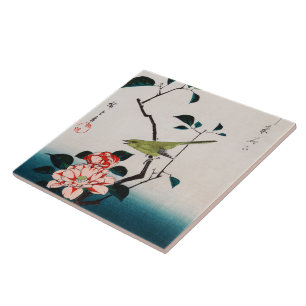 Nachtigall auf Kamelienzweig, Hiroshige Fliese