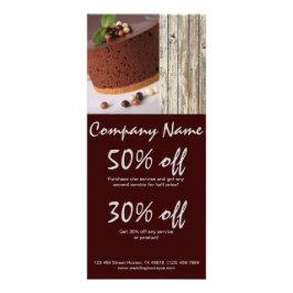 Nachtisch-Schokoladenkuchenbäckerei des Woodgrain Werbekarte