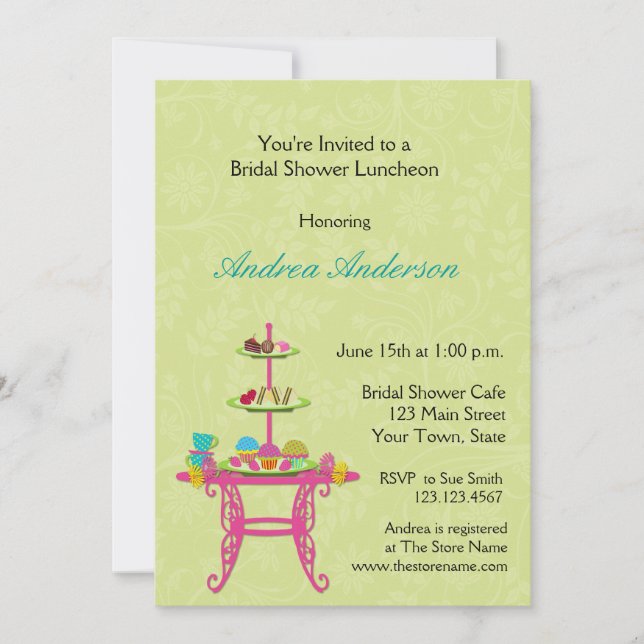 Nachtisch-Tabelle, Brautmittagessen, Einladung (Vorderseite)