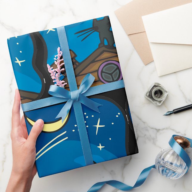 Nachtkatze auf einem Dach Geschenkpapier (Von Creator hochgeladen)