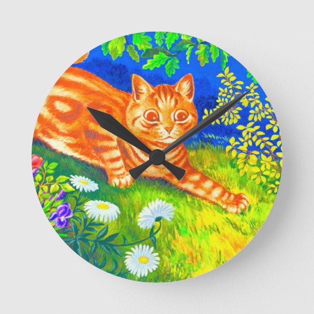 Nachtkatze Runde Wanduhr (Vorderseite)