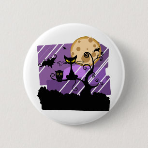 Nachtkatzenbaum des Halloween-Mondes Außenwaschbec Button