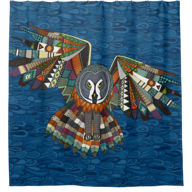 Nachtkeule blau duschvorhang (Vorderseite)