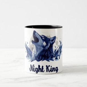 Nachtkönig - Heulender Wolf mit Mond Zweifarbige Tasse