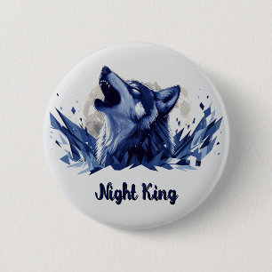 Nachtkönig - Howling Wolf mit Mond Button