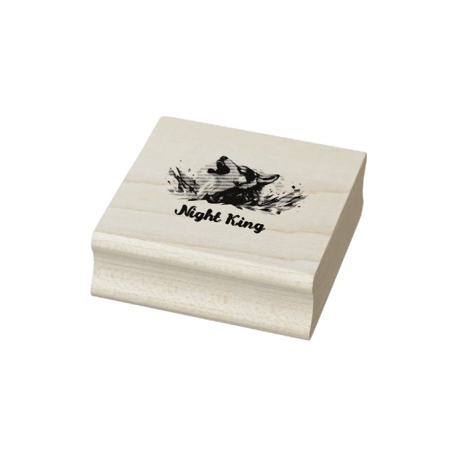 Nachtkönig - Howling Wolf mit Mond Gummistempel (Stempel)