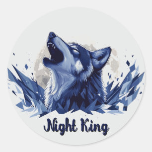 Nachtkönig - Howling Wolf mit Mond Runder Aufkleber