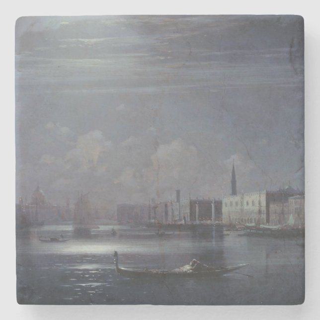 Nachtlandschaft in Venedig (italienische Stadt) Steinuntersetzer (Vorderseite)