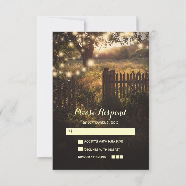 Nachtlanterns romantische Hochzeitskarte RSVP (Vorderseite)