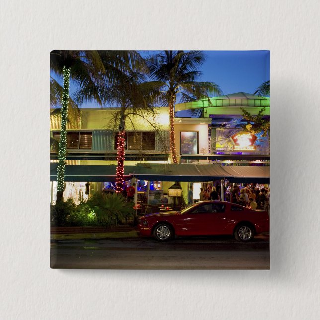 Nachtleben am Ocean Drive, South Beach, Miami Button (Vorderseite)
