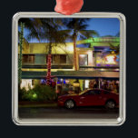 Nachtleben am Ocean Drive, South Beach, Miami Ornament Aus Metall<br><div class="desc">Nachtleben am Ocean Drive,  South Beach,  Miami Beach,  Florida,  USA � Greg Johnston / DanitaDelimont.com</div>