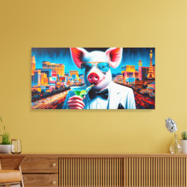 NACHTLEBEN VON SCHWEIN VEGAS 2 LEINWANDDRUCK