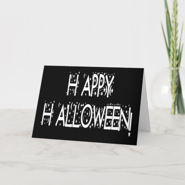 nächtlicher Happy Halloween Text Karte (Vorderseite)