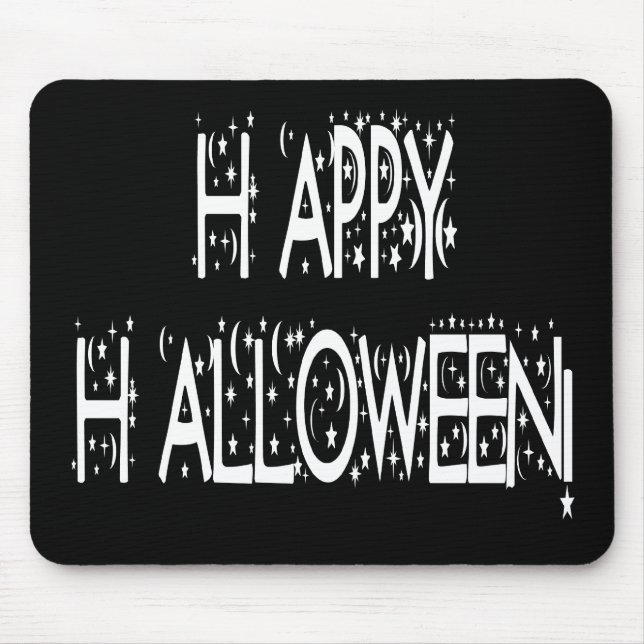 nächtlicher Happy Halloween Text Mousepad (Vorne)