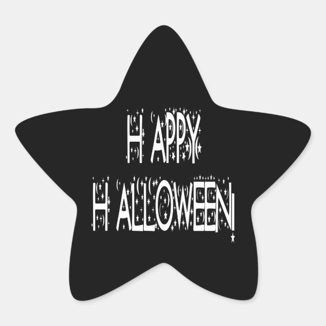 nächtlicher Happy Halloween Text Stern-Aufkleber (Vorderseite)
