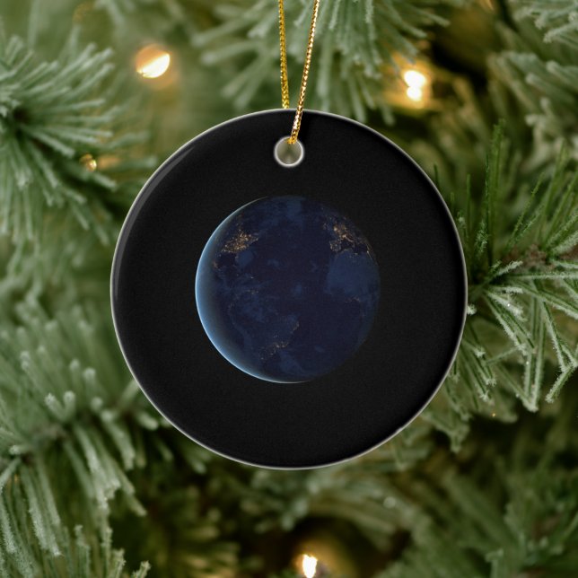 Nachtlicht auf der Erde (Western Hemisphäre) Keramik Ornament (Baum)