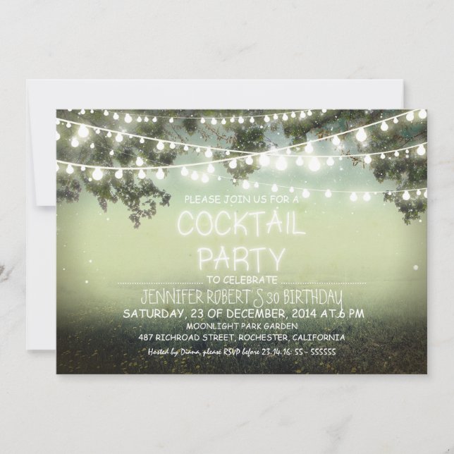 Nachtlicht Cocktail Party Einladung (Vorderseite)