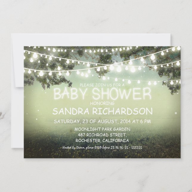 Nachtlicht niedlich BABY SHOWER Einladungen (Vorderseite)