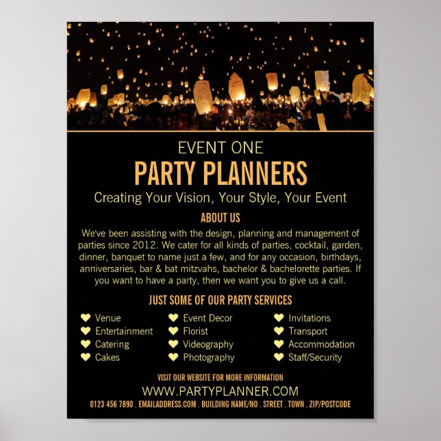 Nachtlicht, Party-Event-Plannerwerbung Poster (Vorne)