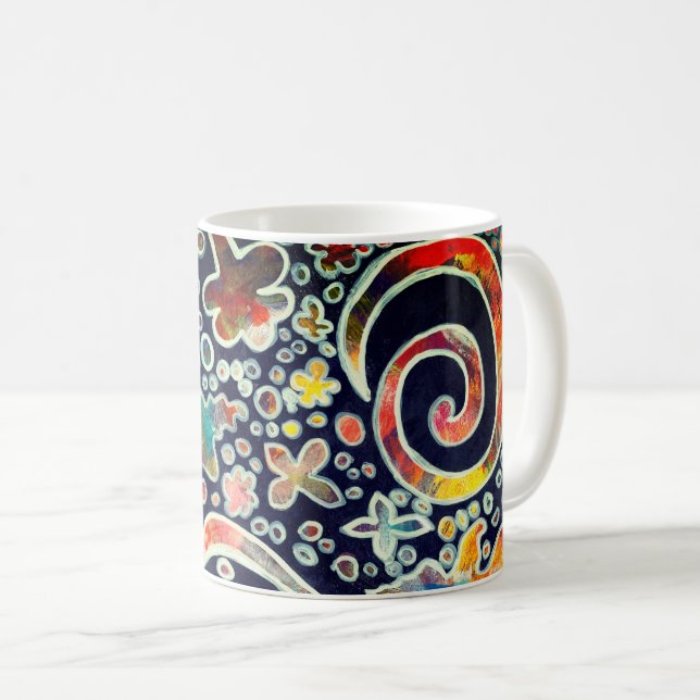 Nachtlicht Reflektion Original Abstraktes Kunstwer Kaffeetasse (VorderseiteRechts)