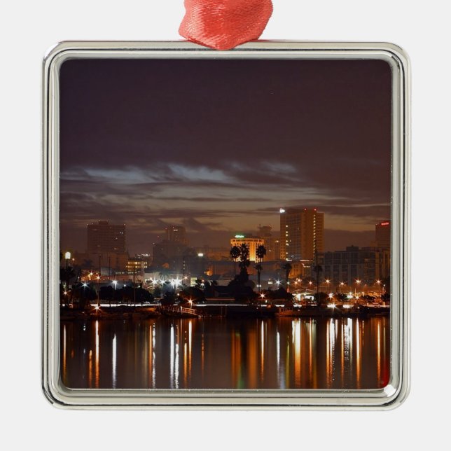 Nachtlicht von San Diego Silbernes Ornament (Vorne)