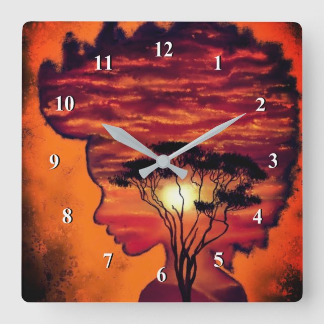 Nachtliebe - Fantasie Quadratische Wanduhr (Vorderseite)