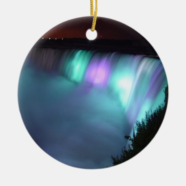 Nachtlila Aqua-Verzierungen Niagara Falls Kanada Keramik Ornament (Vorne)