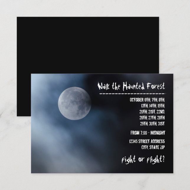 Nachtmond - 3x5 Spuk Wald Einladung (Vorne/Hinten)