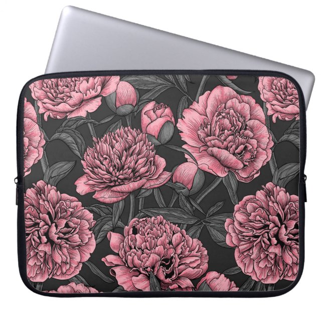Nachtponygarten in Rosa und Grau Laptopschutzhülle (Vorderseite)